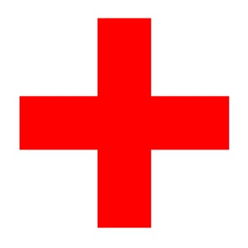 Medical red cross isolated in white background