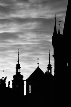 Famous Charles Bridge in Prague in the night