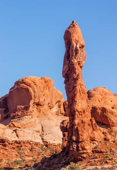 Classic Rock Pillar Sandstone Hoodoo Arches National Park Moab Utah USA Southwest. 