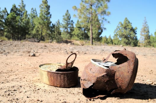 Old Rusty Can on the Floor into the Wild