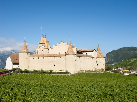 Famous castle Chateau d'Aigle in canton Vaud, Switzerland