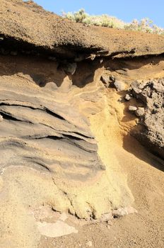 Ancient Volcanic Rocks near Volcano Teide in Tenerife, Spain