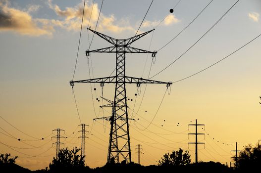 Electricity Pole over a Blue Sky in Spain