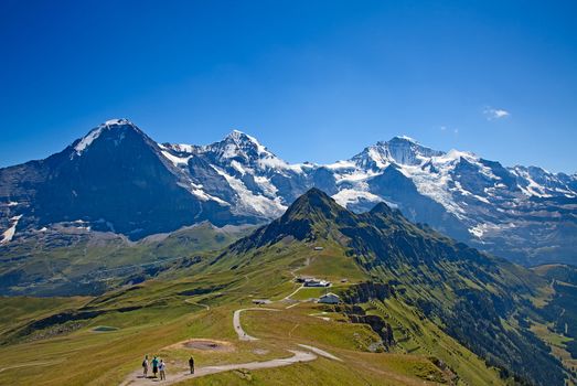 Famous Eiger, Monch and Jungfrau mountains in the Jungfrau region