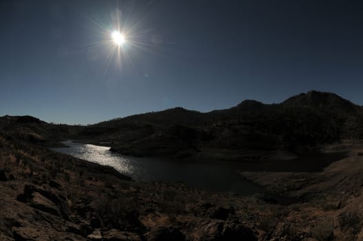 Lake Edge near the Desert In Gran Canaria Island, Spain