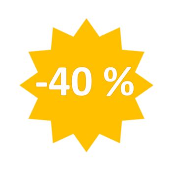 40 percent sale gold star icon in white background