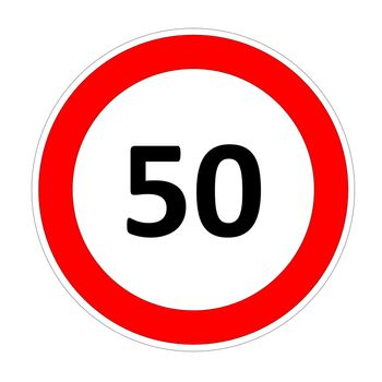 50 speed limitation road sign in white background