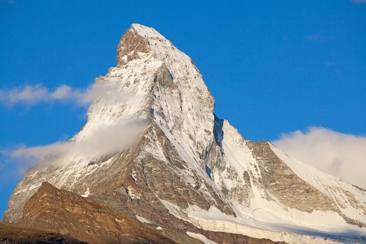 Famous mountain Matterhorn (peak Cervino) on the swiss-italian border