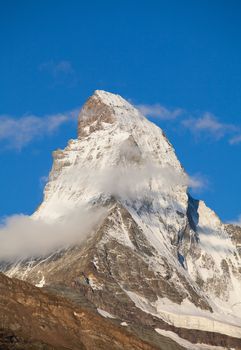 Famous mountain Matterhorn (peak Cervino) on the swiss-italian border