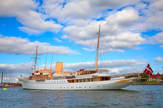 Luxury vintage yacht in Copenhagen harbor
