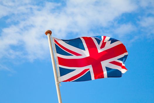 UK flag in the blue sky