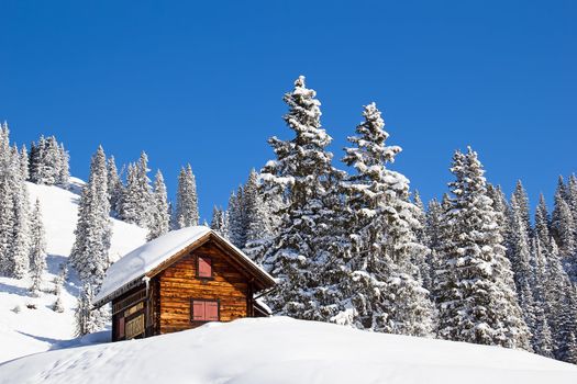 Winter in the swiss alps (Braunwald, Glarus, Switzerland)