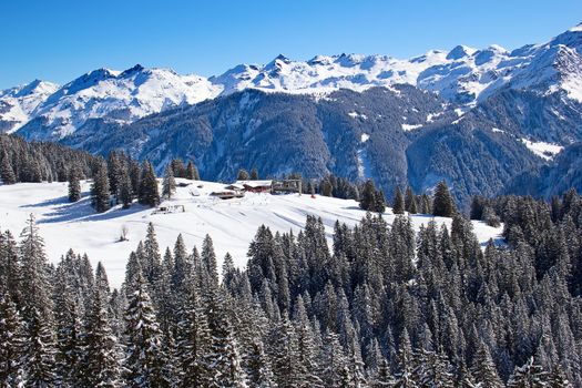 Winter in the swiss alps (Braunwald, Glarus, Switzerland)