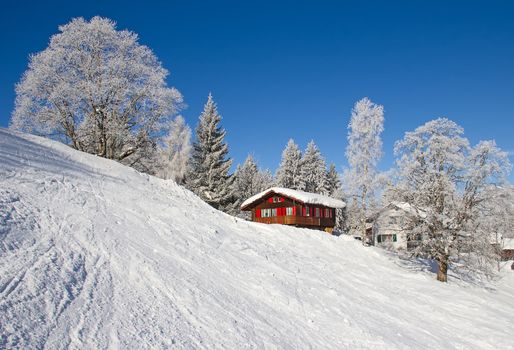 Slope on the skiing resort Flumserberg. Switzerland