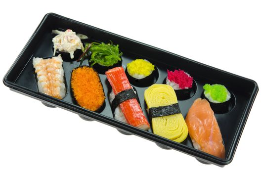 Japanese seafood sushi set , mix sushi rolls