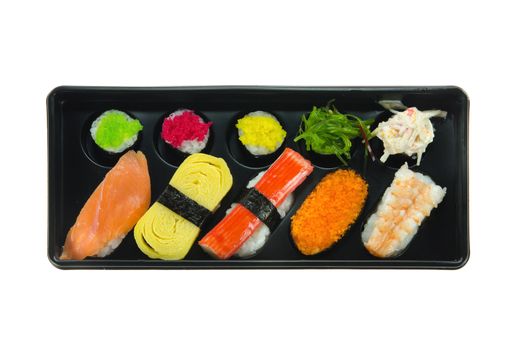 top view mix sushi rolls , Japanese  sushi set 