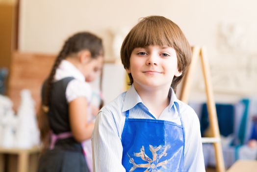 Portrait of a boy, the children learn in art school