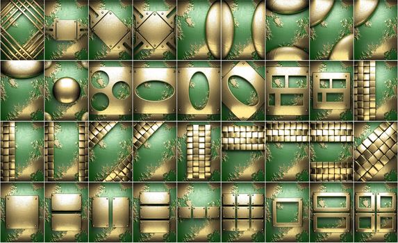 gold on green background set