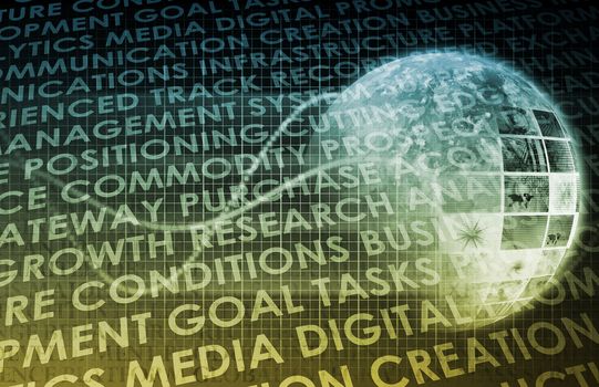 Futuristic Digital Network with Data Communication Art