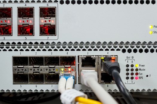 Passive Optical network, technology center with fiber optic equipment