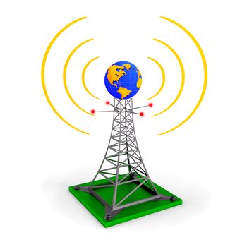 Abstract illustration - wireless tower with earth globe