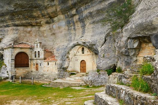 San Bernabe chapel is built inside natural caves eroded by Guare�a river.