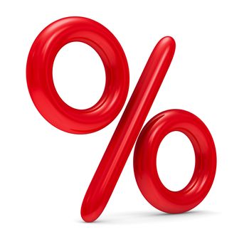 Percent on white background. Isolated 3D image