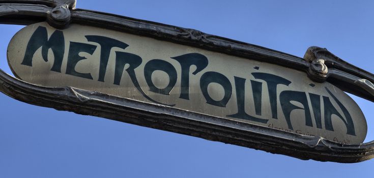 Paris. The famous metro sign. Subway in Europe