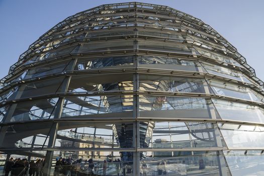 BERLIN - MARCH 16: Reichstag cupola on March 16, 2013 in Berlin. The Reichstag dome is now the second most visited attraction in Germany.