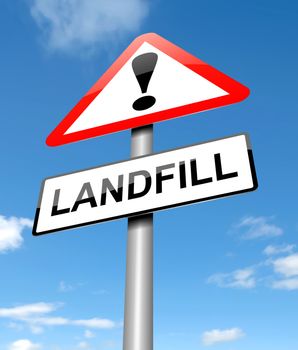 Illustration depicting a sign with a landfill concept.