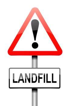 Illustration depicting a sign with a landfill concept.
