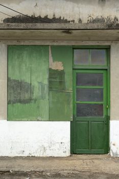 Old green grunged door.