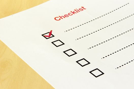 Check list form with check boxes and a red