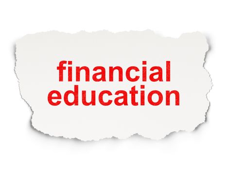 Education concept: torn paper with words Financial Education on  background, 3d render