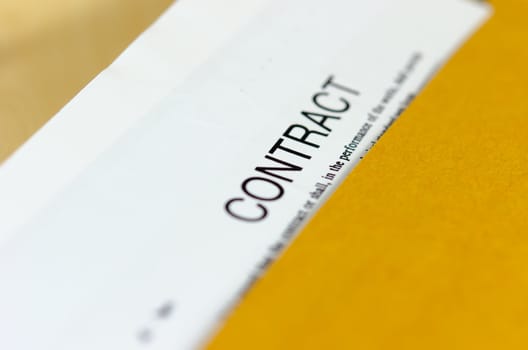Detail of a contract document on table