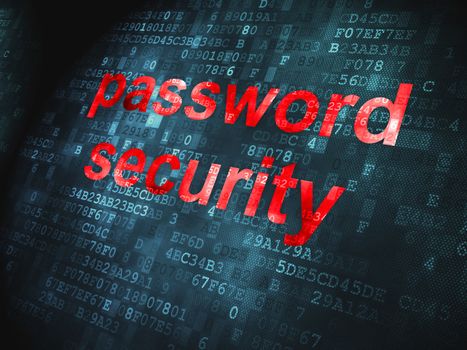 Security concept: pixelated words Password Security on digital background, 3d render