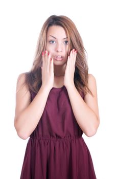 Surprise - A very surprised girl - Close-up of a young woman looking very surprised.