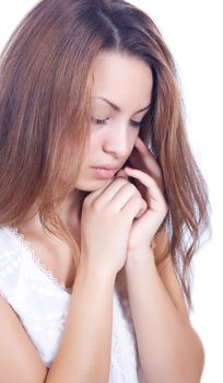 Young woman with a depression isolated