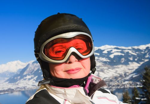 Portrait alpine skier. 