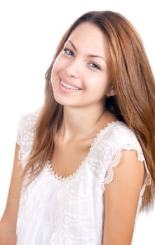 Portrait of attractive teenager, happy and smiling isolated