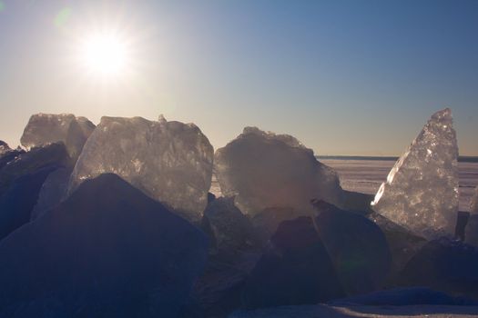 sea ice close up in the winter