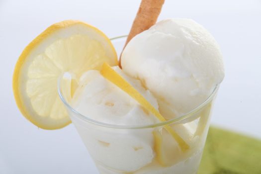 Ice cream with lime wedge