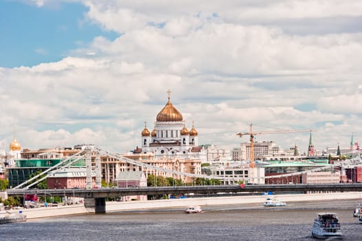 Moscow. View of the Cathedral of Christ the Savior and the Crimean bridge