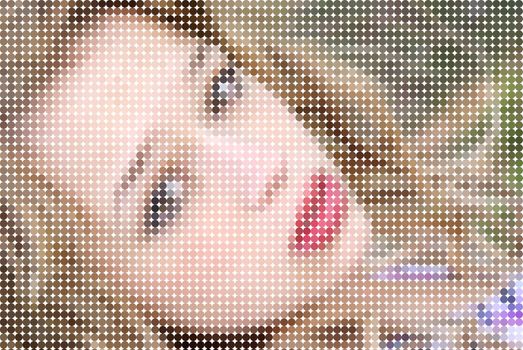 A portrait of a young beautiful woman in a mosaic effect.