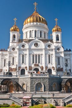 The Cathedral of Christ the Savior. View from the park. Moscow.