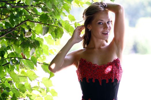 Beautiful young women in Red dress