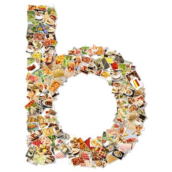 Food Art B Lowercase Shape Collage Abstract