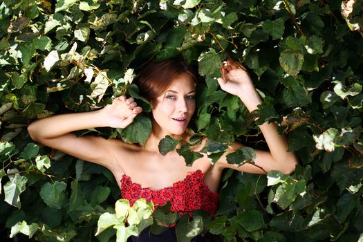 Beautiful young women in Red dress