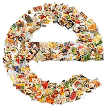 Food Art E Lowercase Shape Collage Abstract