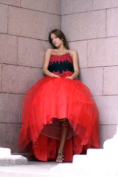 Beautiful young women in Red dress